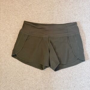Lululemon Speed Up Low Rise Lined Short - NWOT - Olive Green Color